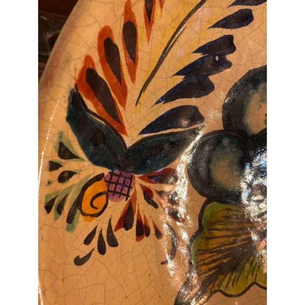 Casal Mexican Folk Art Pottery Decorative Platter Hand Painted Fruit Pumpkin 12